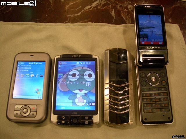 Acer n300、Vertu、Sharp T91、Dopod 828 大合照