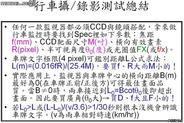 學術性探討:行車錄影測試
