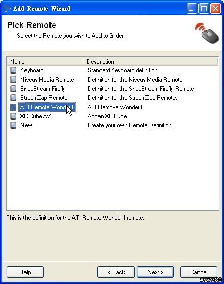使用ATI Remote Wonder搭配Girder遙控KMPlayer