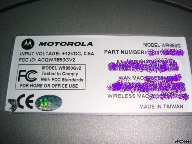 Motorola WR850G, 號稱跟linksys WRT54G v2 硬體相當