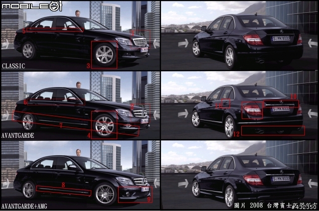 W204 CLASSIC.AVANTGARDE.AMG 外觀內裝差異比較圖 !