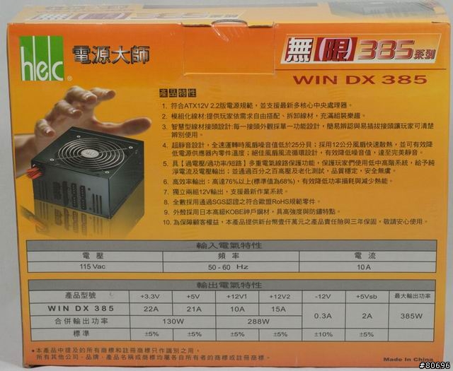 HEC WIN DX無限385W模組化電源供應器簡介及測試