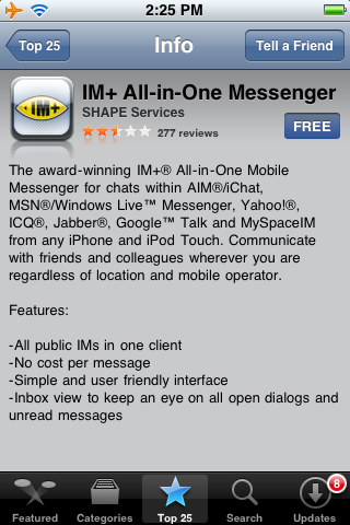 鼎鼎大名的多功能及時通軟體 IM+ 終於在iPhone上出現了 - MSN, Yahoo 即時通, Google Talk, AIM...