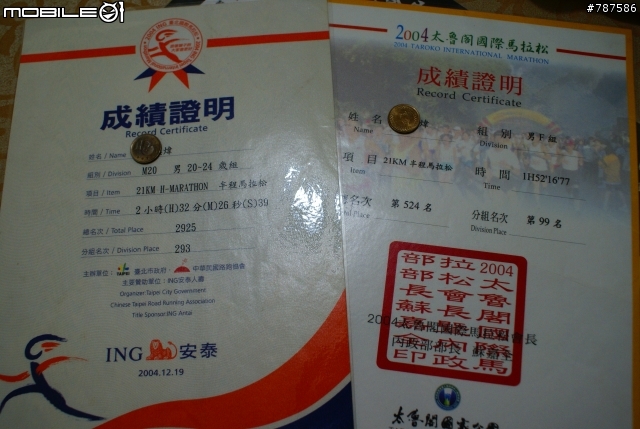 最後一次更新!完跑證明開箱文!2008年太魯閣國際馬拉松&阿峰花東盃!完美結束!期待2009年的太魯閣!(照片連結區)