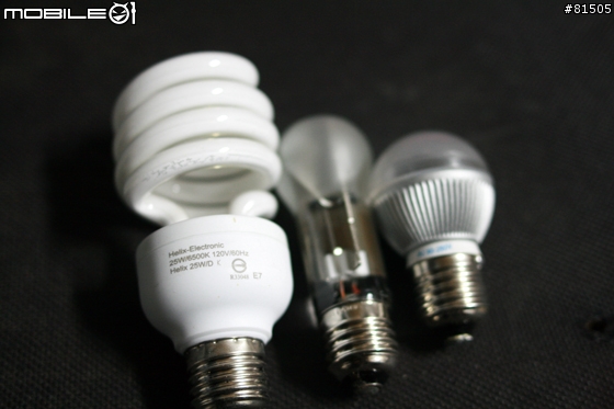 螺旋省電燈泡與LED燈泡簡單小測-E27頭