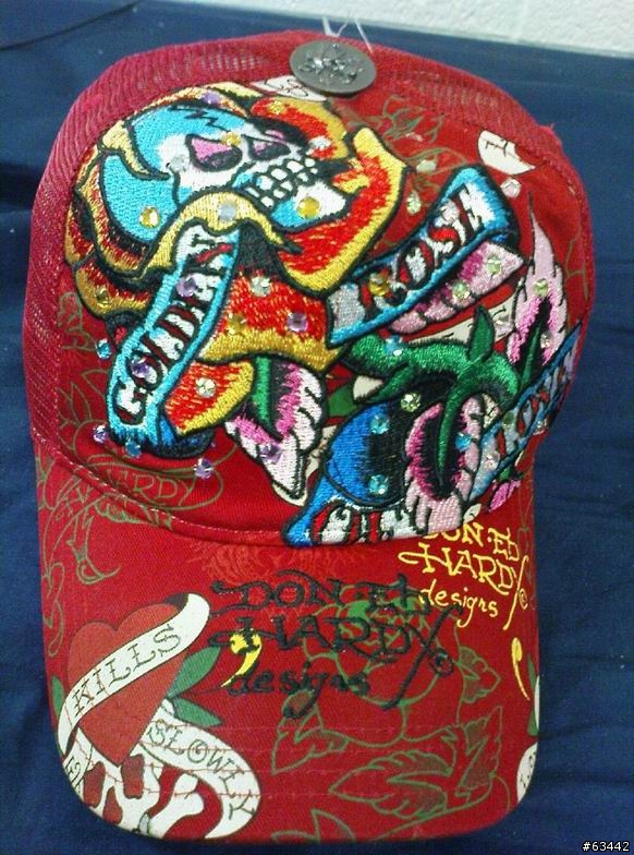 紅色 ED HARDY 鑲鑽網帽...加映黑色基本款