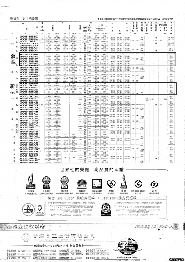 日立98新機(R系列)及舊分離式(N系列)變頻冷氣機建議