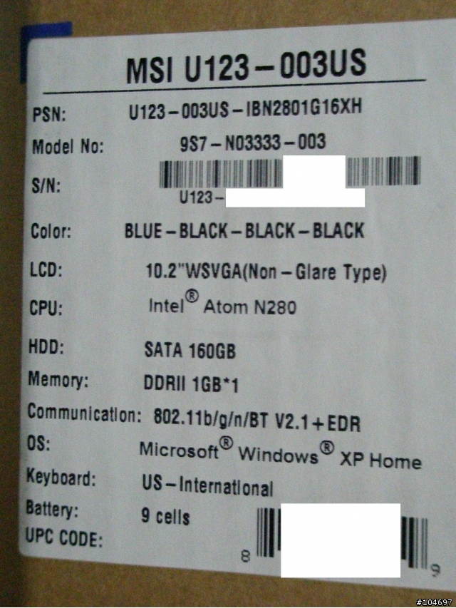 MSI U123 開箱文