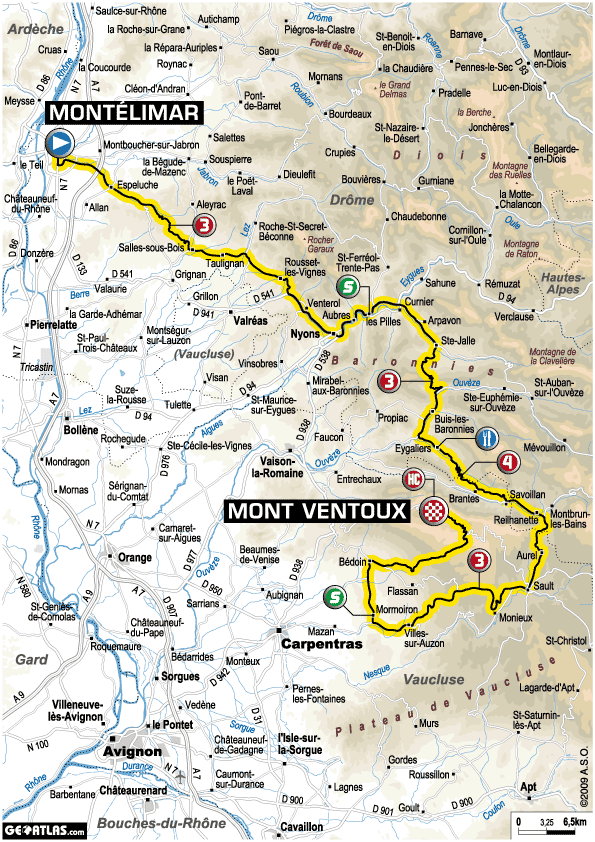 2009環法大賽第20站:Montélimar to Mont Ventoux,全長167公里