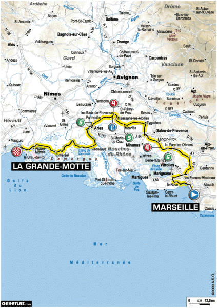 2009環法大賽第三站:Marseille to La Grande-Motte,全長196.5公里