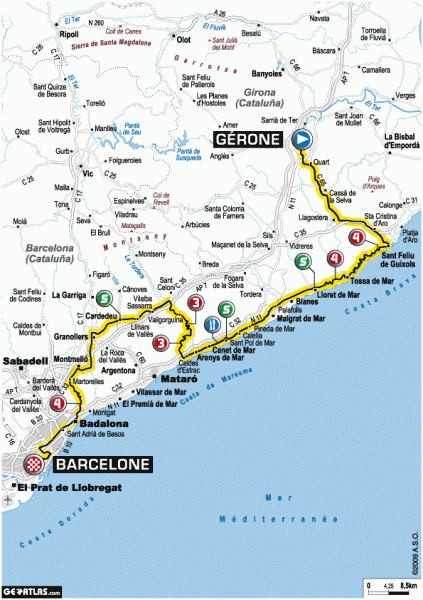 2009環法大賽第六站:Girona to Barcelona,全長181.5公里