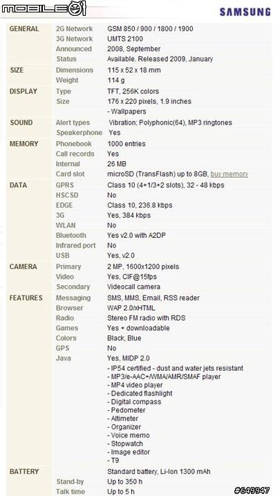 SamSung B2700 戶外運動手機 簡單開箱文