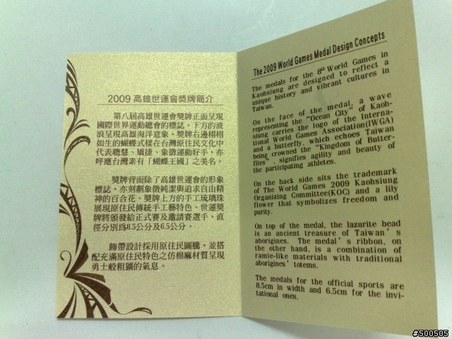【分享】2009高雄世運會金、銀、銅牌
