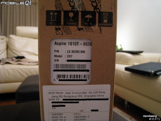 Acer 美規 Timeline AS1810T-8638 開箱照