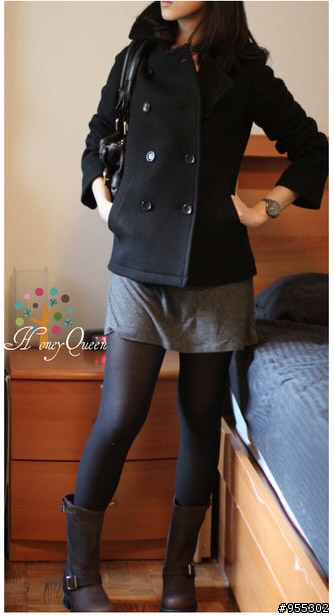 日本UNIQLO+J JIL SANDER 2009冬季超限定款羊毛短大衣 雙排扣短大衣外套