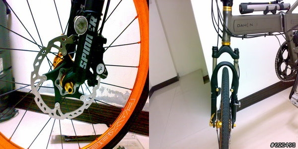 my 的小改 DAHON JP8 spinner 避震前叉 xt碟煞上身