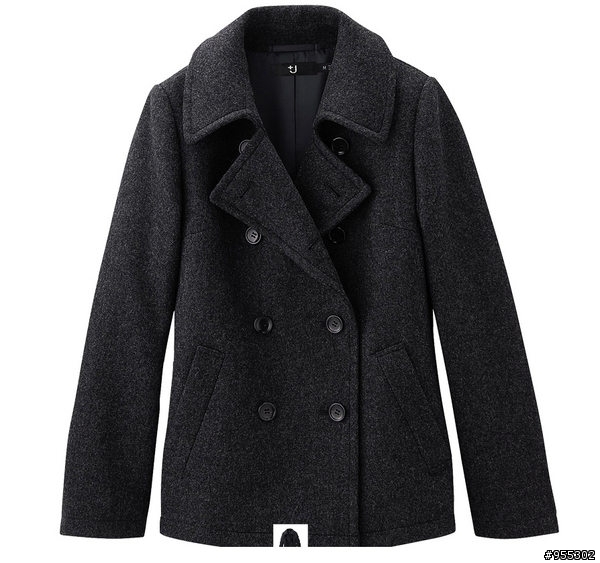 日本UNIQLO+J JIL SANDER 2009冬季超限定款羊毛短大衣 雙排扣短大衣外套