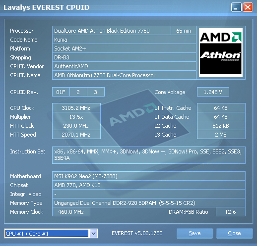 AMD 770 與 Athlon 64 X2 7750BE 新手無加壓超頻效能分享!