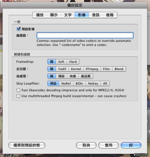 MPlayer OSX Extended rev12 中文化