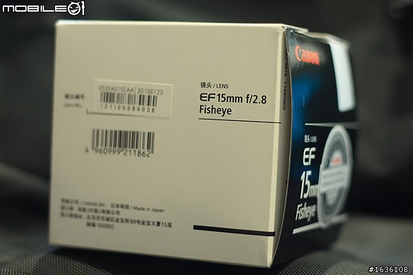 新手開箱,FISHEYE LENS EF 15mm 1:2.8