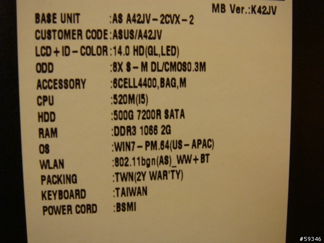 (開箱)ASUS A42JV Core i5-520 + Nv GT335M 1G ~就是要這兩張貼紙