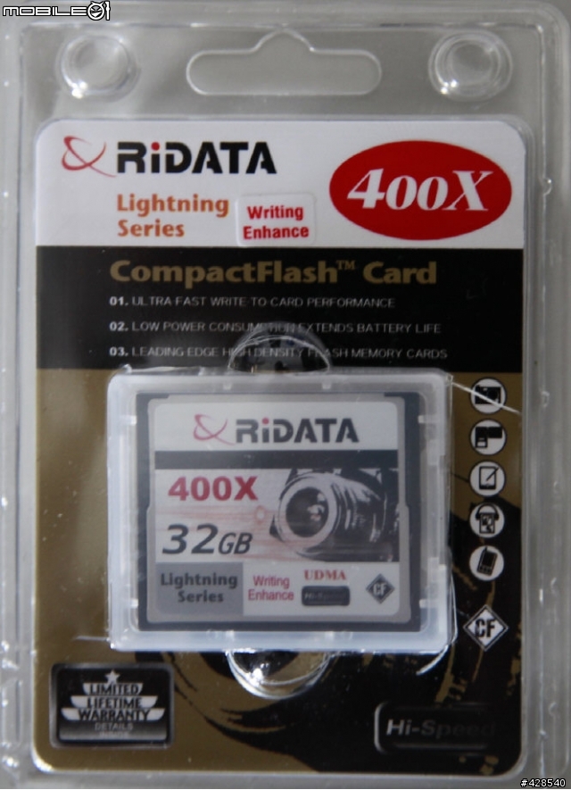 RiDATA 400X 32G CF記憶卡寫入速度實測