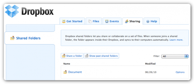 Dropbox 新的分享功能