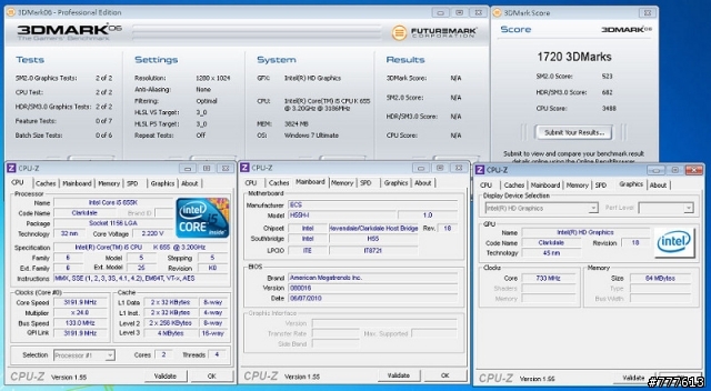 ECS H55H-I配上火熱的intel 655K效能實測