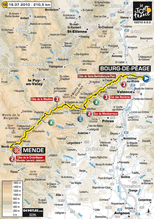 2010環法大賽 第12站, Bourg-de-Péage - Mende 210.5 Km