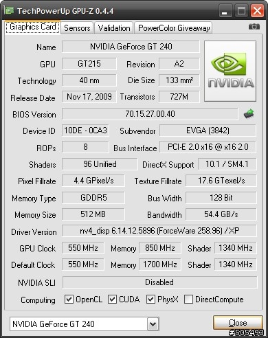 EVGA GT240 DDR5 512MB簡易開箱分享