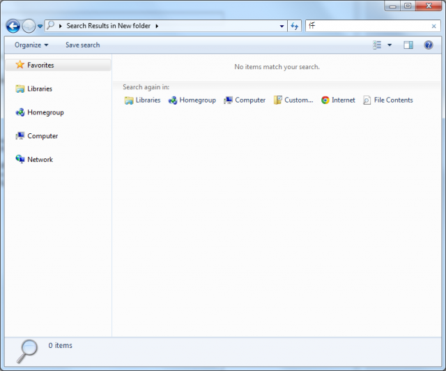 Windows 7 搜尋 Bug?