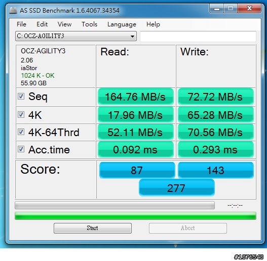 OCZ AGILITY 3 SSD 60G 簡易開箱測試