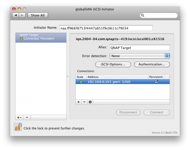Mac上的免費iSCSI解決方案 with QNAP TS-419P