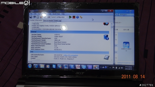 acer 4830TGX-i7-2720 SSD1版本