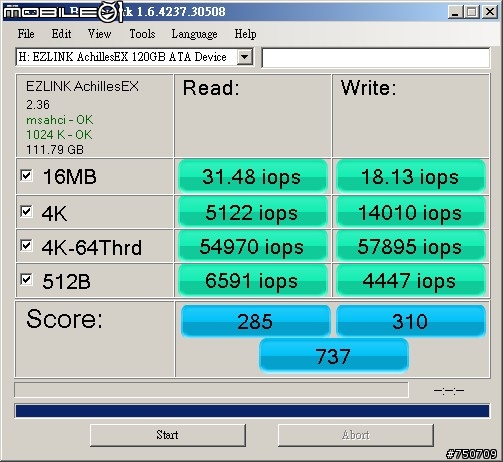 Toggle方案的EZLINK AchillesEX SSD 120GB測試(SATA 3)