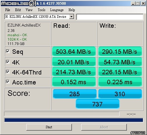 Toggle方案的EZLINK AchillesEX SSD 120GB測試(SATA 3)
