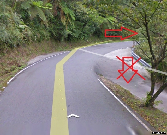 先用Google Map街景探勘陽金超馬路線叉路路標位置