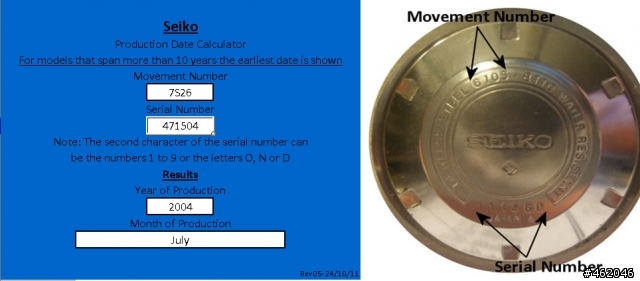 精工(Seiko)手錶之機芯編號、參考號和序號說明