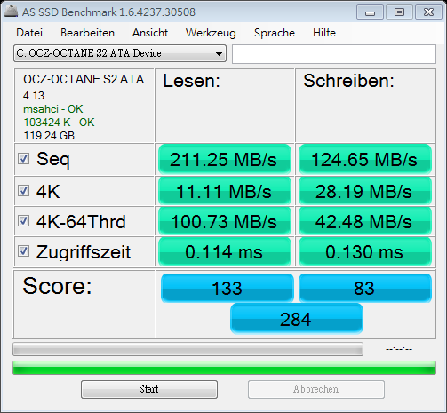 SATAII 老電腦測試 OCZ Octane 128G
