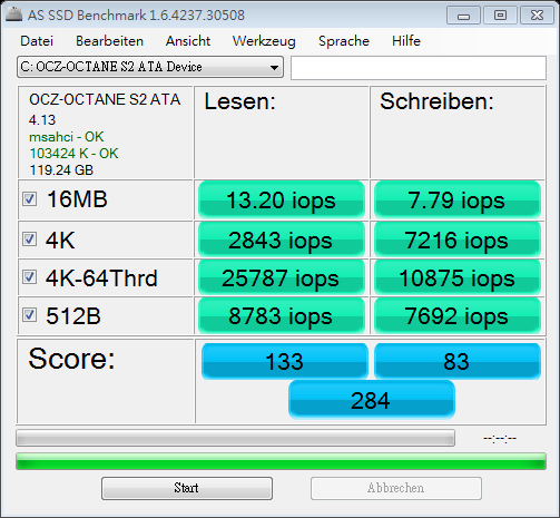 SATAII 老電腦測試 OCZ Octane 128G