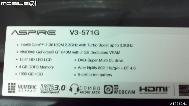Ivy Bridge來了!acer V3-571G-73614G1TMakk01 簡單開箱