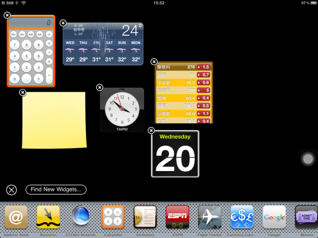 iPad 5.1.1 安裝MAC DashBoard 裡的Widgets工具