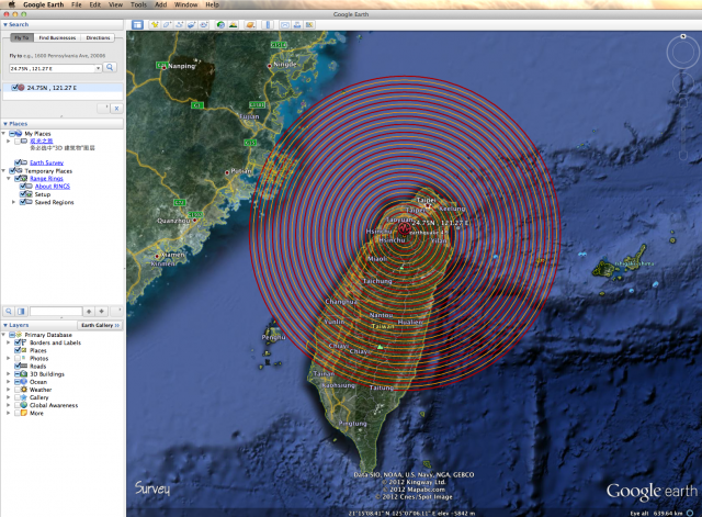Google Earth - Range Rings 好用劃圓/半徑範圍工具