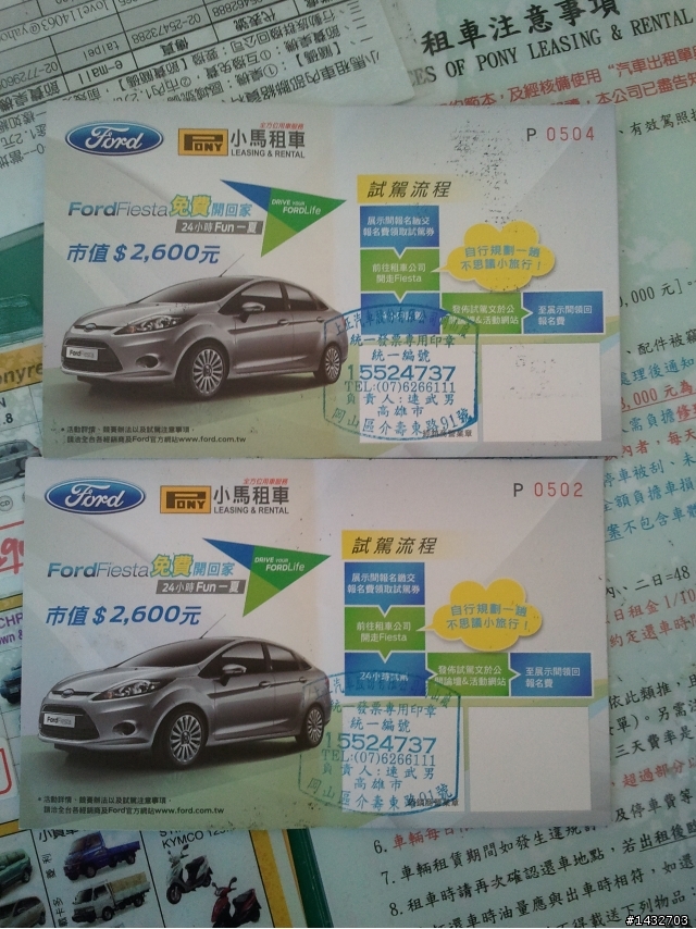Ford Fiesta免費開兩天^^~丸子家族八月台中之旅