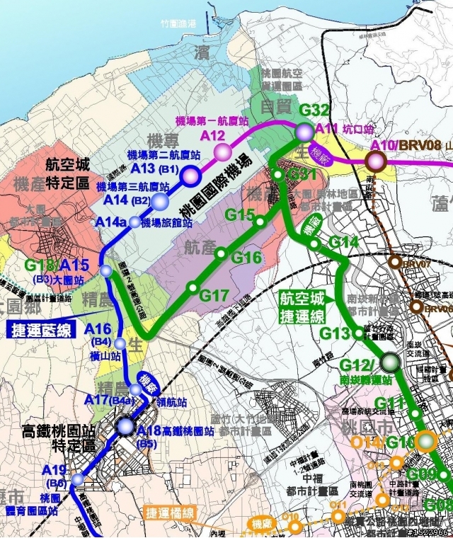 航空城捷運路線重新調整並把G12站(客運轉運站)改到南崁交流道