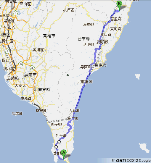 (前言+環島路線圖)【我在旅行.尋找夢奇地】六天五夜.機車環島之旅2012/07/11~07/16