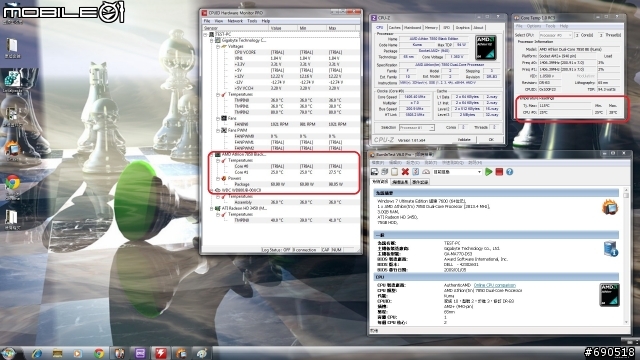 無聊 清清我的cpu 散熱器 換換各廠牌風扇 三洋 酷媽 保銳 AC XG .....參考看看數字 -特映無風扇燒機