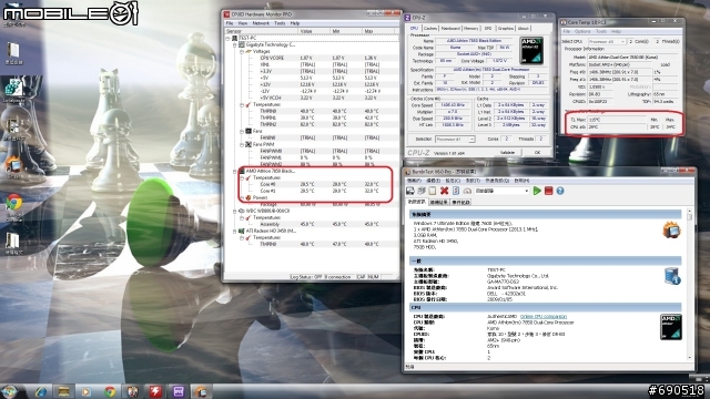 無聊 清清我的cpu 散熱器 換換各廠牌風扇 三洋 酷媽 保銳 AC XG .....參考看看數字 -特映無風扇燒機