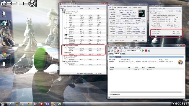 無聊 清清我的cpu 散熱器 換換各廠牌風扇 三洋 酷媽 保銳 AC XG .....參考看看數字 -特映無風扇燒機