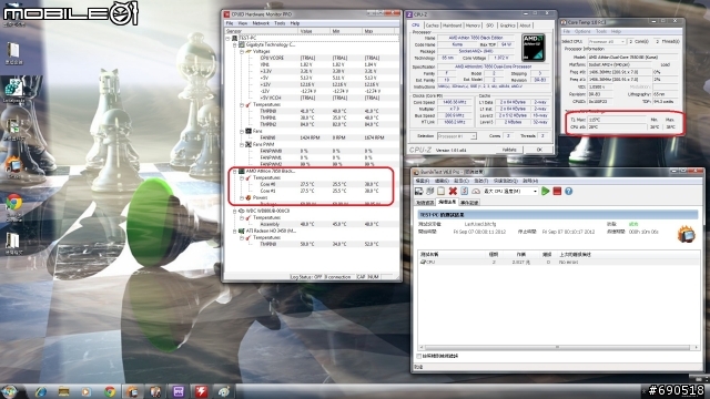無聊 清清我的cpu 散熱器 換換各廠牌風扇 三洋 酷媽 保銳 AC XG .....參考看看數字 -特映無風扇燒機